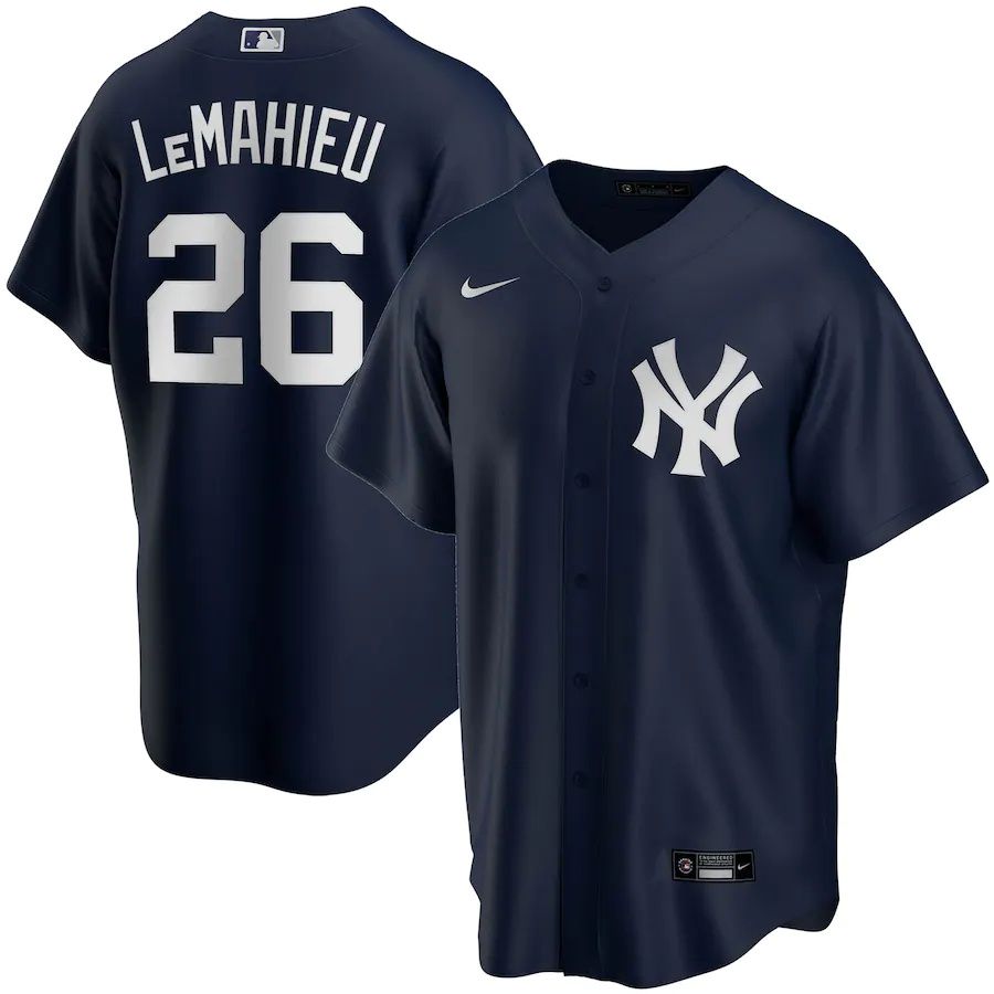 Mens New York Yankees #26 DJ LeMahieu Nike Navy Alternate Replica Player MLB Jerseys